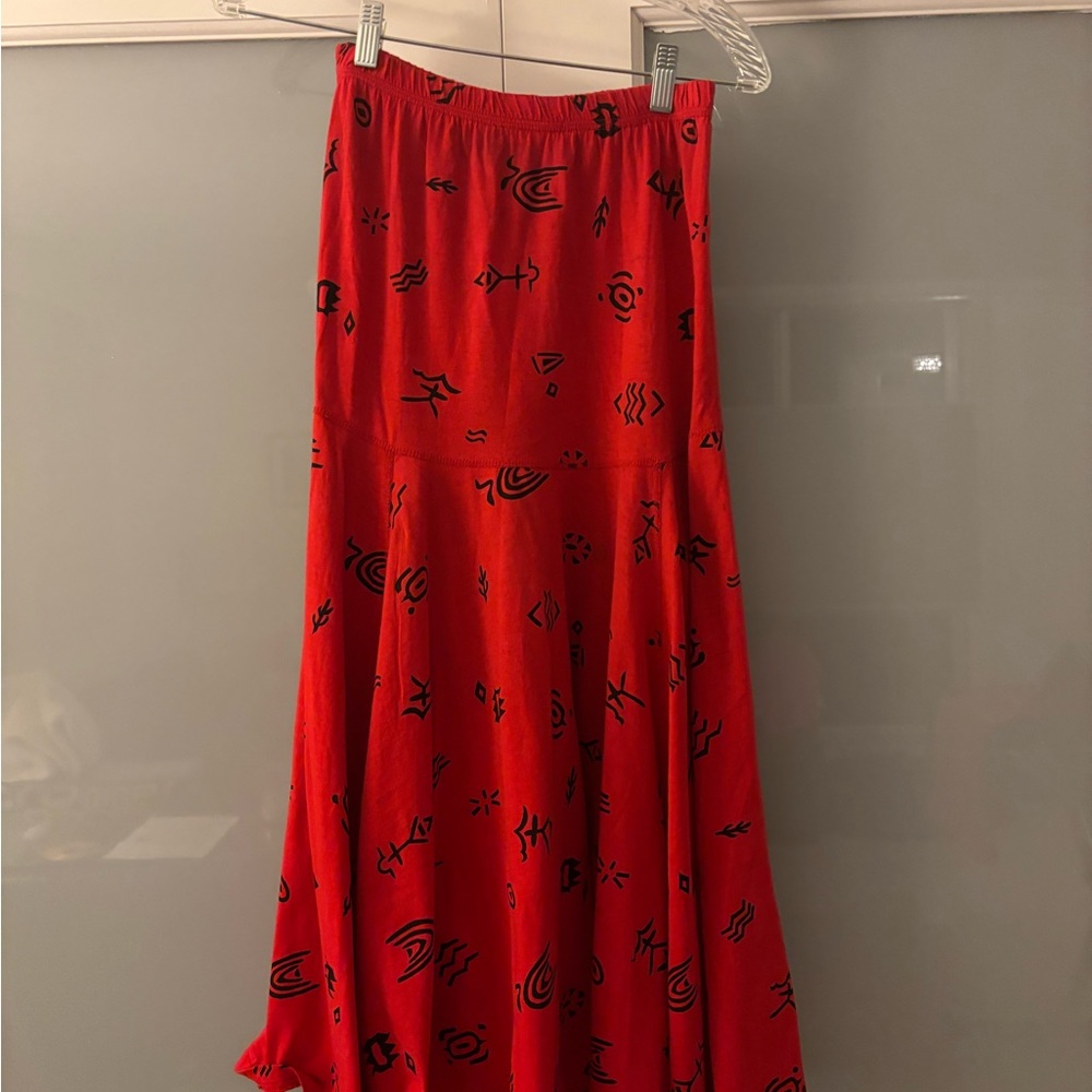 Red Patterned Women's Skirt